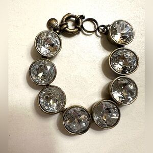 J. Crew chunky Brass, round Crystal Bracelet